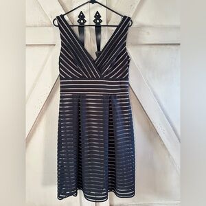 White House Black Market Black and Nude Striped Dress